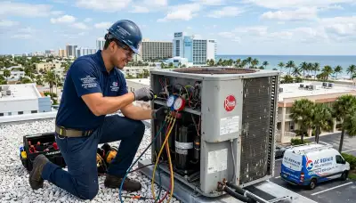 Professional AC repair technician servicing air conditioner unit in Miami FL