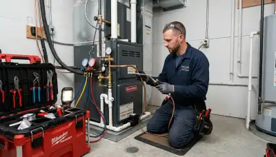Technician providing plumbing repair service for home in Miami FL by Five Star Cooling